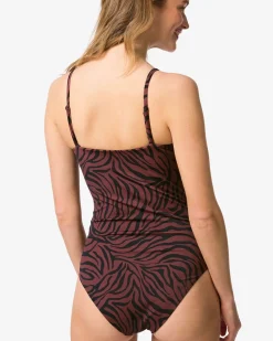 damesbadpak Nina zebra chocoladebruin