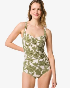damesbadpak Riva shaping fit bloemen groen