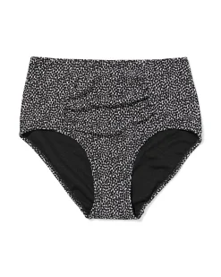 damesbikinibroekje Meggy hoog shaping fit structuur zwart/wit
