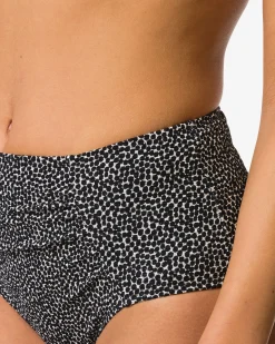 damesbikinibroekje Meggy hoog shaping fit structuur zwart/wit