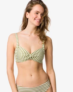damesbikinitop Anette strepen middengroen
