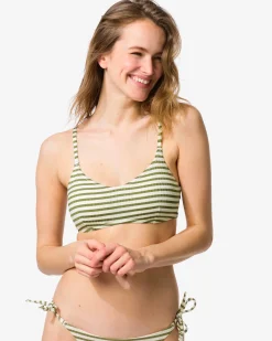 damesbikinitop Evanne rib strepen middengroen