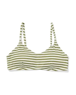 damesbikinitop Evanne rib strepen middengroen