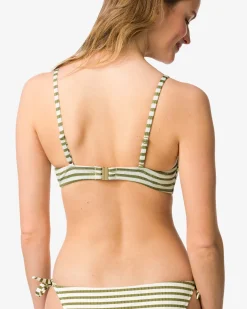 damesbikinitop Evanne rib strepen middengroen