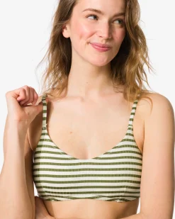 damesbikinitop Evanne rib strepen middengroen