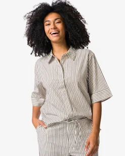 damesblouse Sally seersucker strepen wit