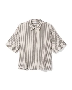 damesblouse Sally seersucker strepen wit
