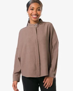 damesblouse Senna ribbel taupe