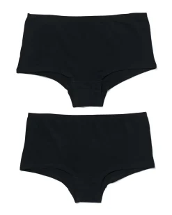 damesboxer katoen - 2 stuks zwart