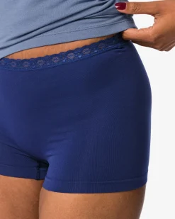damesboxer naadloos micro met kant donkerblauw