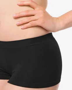 damesboxer naadloos rib zwart