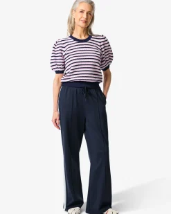 damesbroek Dahlia relaxed fit strepen donkerblauw