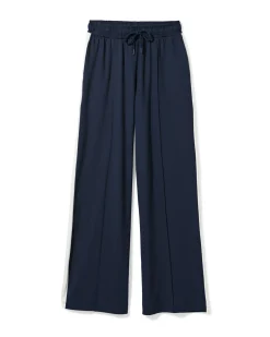 damesbroek Dahlia relaxed fit strepen donkerblauw