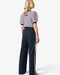 damesbroek Dahlia relaxed fit strepen donkerblauw