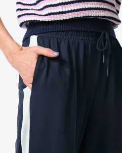 damesbroek Dahlia relaxed fit strepen donkerblauw