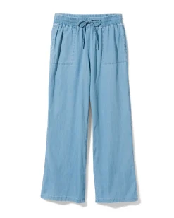 damesbroek Lila wide leg tencel middenblauw