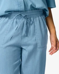 damesbroek Lila wide leg tencel middenblauw