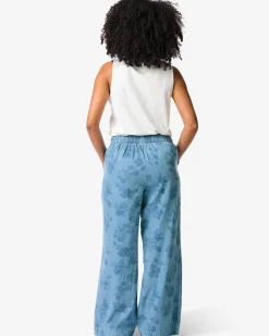 damesbroek Lila wijd bloemen denim