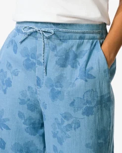 damesbroek Lila wijd bloemen denim