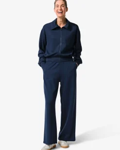 damesbroek lounge loose fit donkerblauw