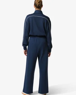 damesbroek lounge loose fit donkerblauw