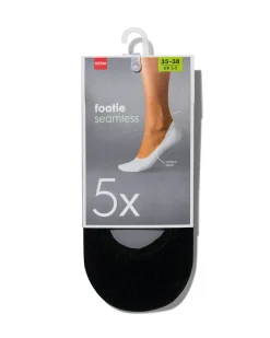 damesfooties naadloos - 5 paar zwart