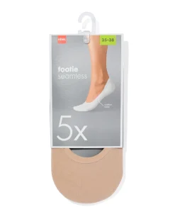 damesfooties naadloos - 5 paar naturel