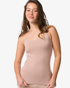 dameshemd naadloos micro spaghettibandjes beige
