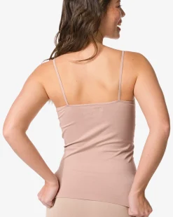 dameshemd naadloos micro spaghettibandjes beige
