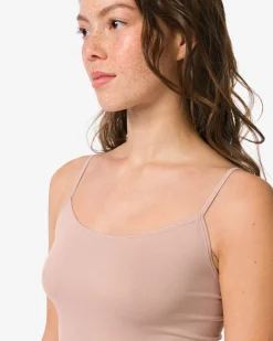 dameshemd naadloos micro spaghettibandjes beige