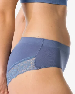 dameshipster naadloos micro met kant blauw