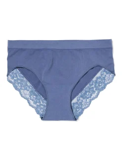 dameshipster naadloos micro met kant blauw