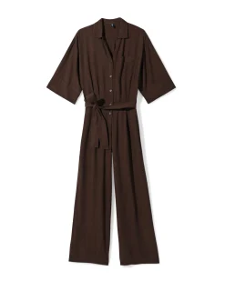 damesjumpsuit Dawn donkerbruin