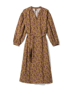 damesjurk Inez bloemen khaki