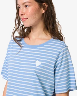 damesnachthemd jersey strepen blauw