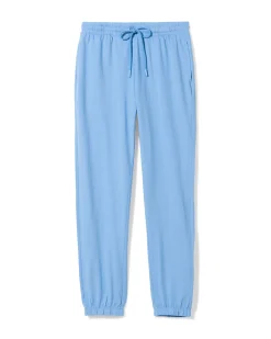 damespyjamabroek jersey blauw