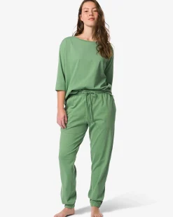 damespyjamabroek jersey groen
