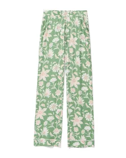 damespyjamabroek straight fit bloemen groen