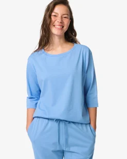 damespyjamatop jersey blauw