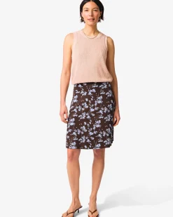 damesrok Darly regular fit bloemen donkerbruin