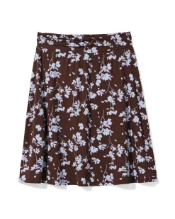 damesrok Darly regular fit bloemen donkerbruin