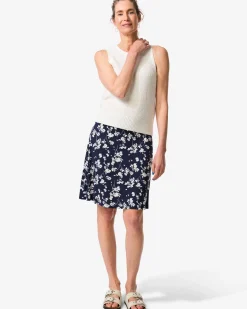 damesrok regular fit jersey bloemen donkerblauw