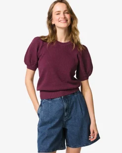 damesshort wide fit denim middenblauw