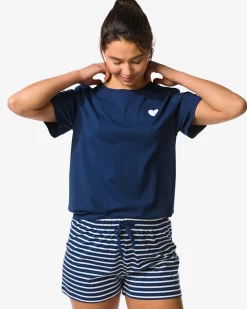 damesshortama jersey strepen donkerblauw