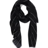 damessjaal 80x185cm strepen zwart-wit