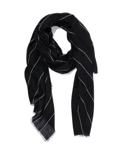 damessjaal 80x185cm strepen zwart-wit