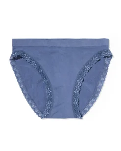 damesslip naadloos micro met kant blauw