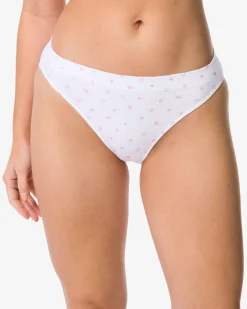 damesslip naadloos rib bloemen wit