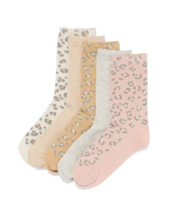 damessokken panter - 5 paar beige