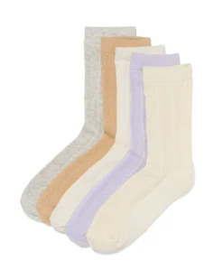 damessokken visgraat - 5 paar beige